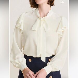 Vineyard vines Tie Neck Silk Crêpe de Chine Button-Up Shirt size small